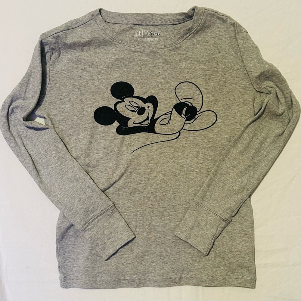 Disney GAP Lightweight Long Sleeve Gray Mickey Mouse Graphic Tee. Size 12